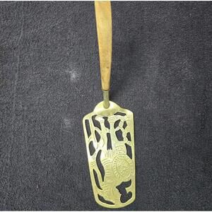 Antique Cake Server Alpaca Mexico Hand Cut Silver Wood Handle